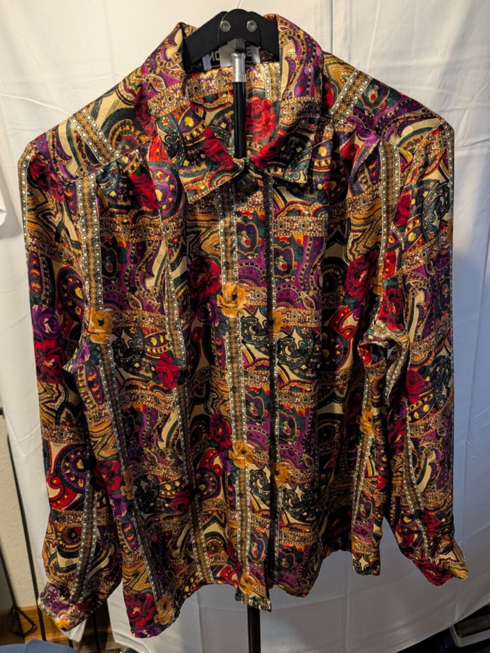 Notches sz 12~VINTAGE~ Maroon Paisley Blouse-Excellent